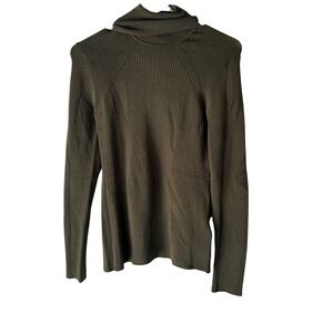 GUESS MARCIANO Green Ribbed Turtleneck‎ Sweater Long Sleeve M Preppy Old Money